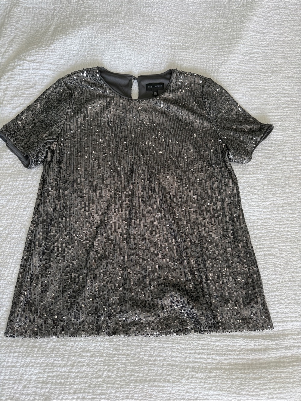 The Limited Silver Sequin Short Sleeve Tee